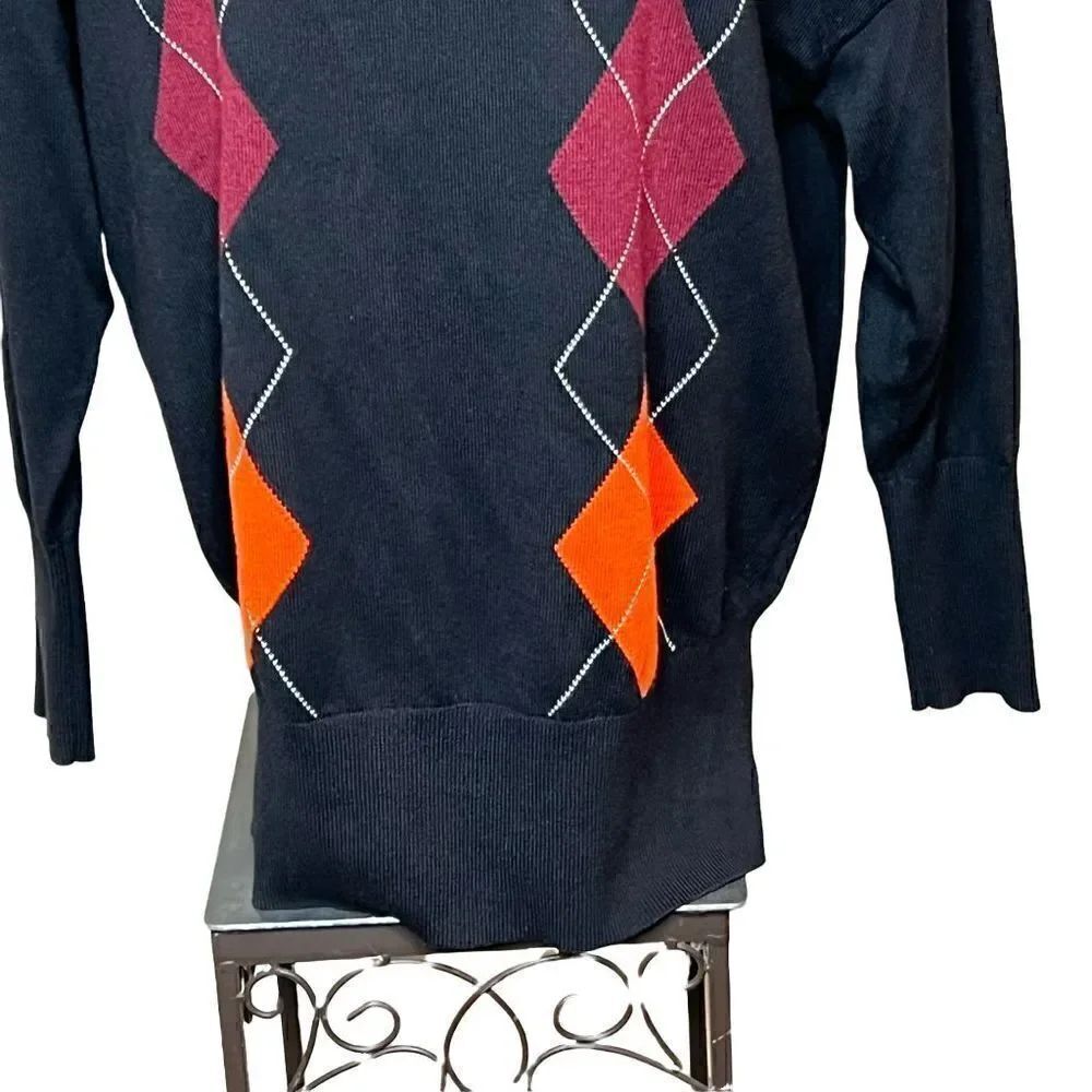 Express black argyle preppy sweater size S - Picture 6 of 15